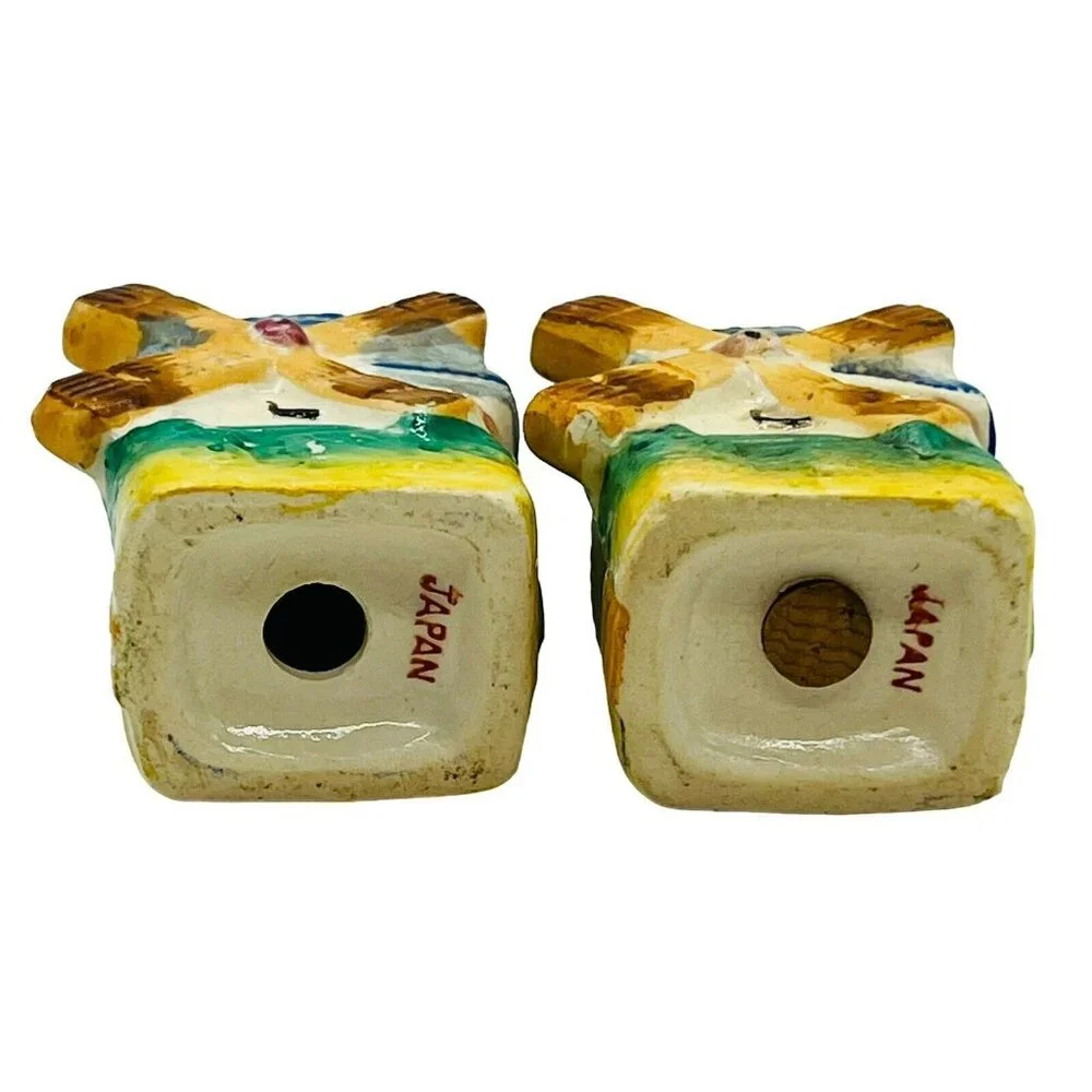 Vintage Windmill Salt Pepper‎ Shaker Japan Ceramic 3 inch
